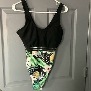 Elegant Black and Green Tropical Women's One Piece Swimsuit
Item 403